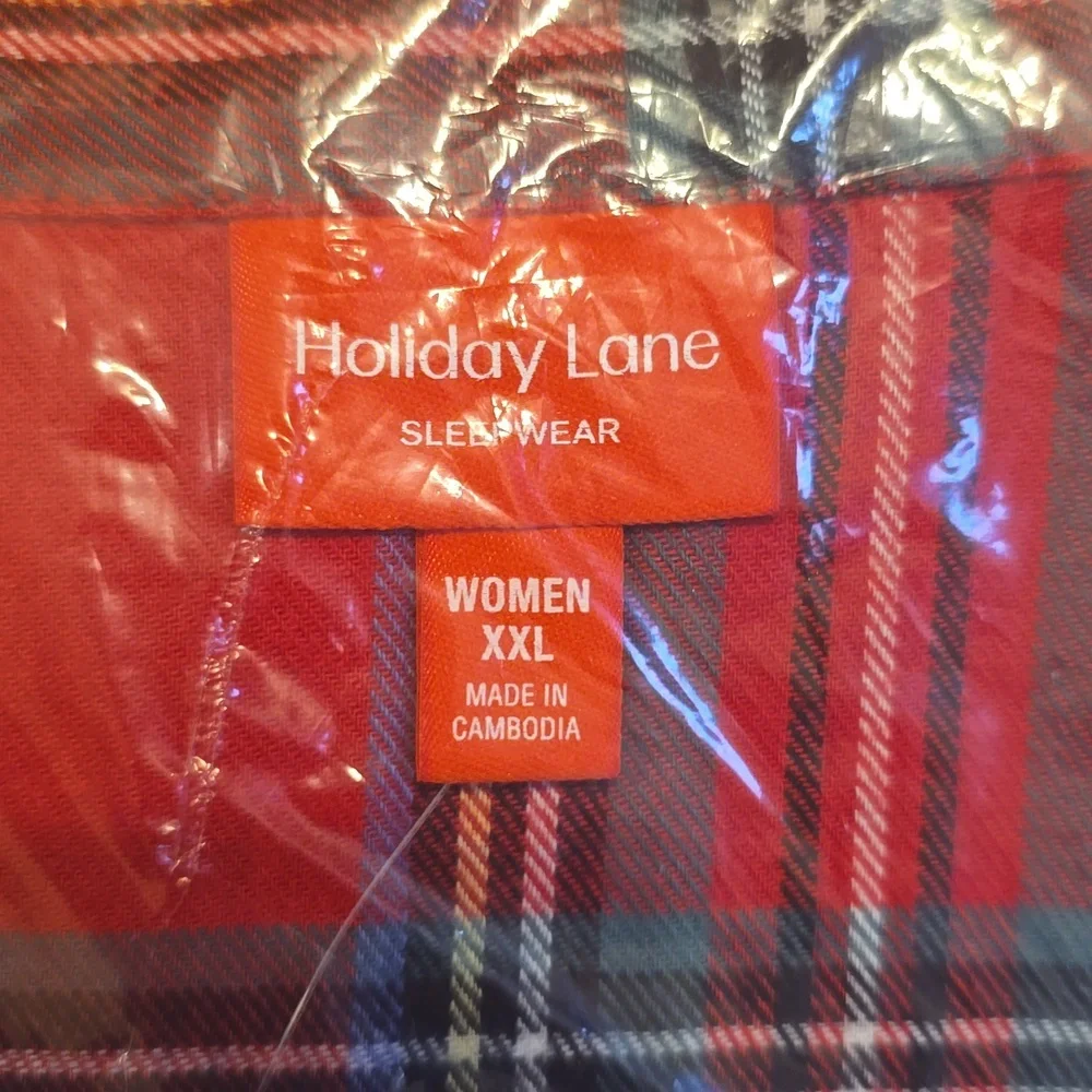 Holiday Lane Women's Pajama Set XXL Brinkley Plaid Notch Collar NWT - Picture 2 of 7